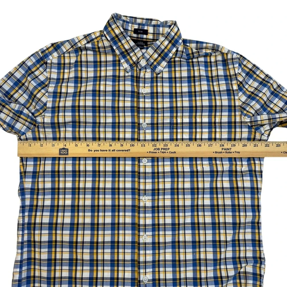J Crew Mens‎ Slim Fit Plaid Button Down Shirt Long Sleeve Flex Washed Size L